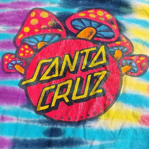 SANTA CRUZ Skateboards VINTAGE 90s Y2K UNISEX Men's (M) Women's (L) Tie-Dye Crop - Picture 2 of 12